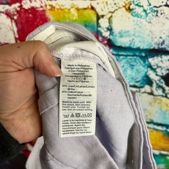 J. Crew Purple Scalloped Hem Linen Cotton Blend Shorts Size 0 - Picture 3 of 5